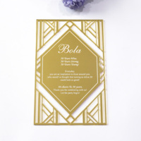 Personnalisé 5x7 pouces Laser Estampage à chaud Lettres Vintage Creux Style Doré Miroir Acrylique Carte d'invitation