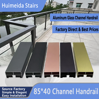 Rampe en verre minimaliste moderne en alliage d'aluminium pour système de balustrade sans cadre, escalier, balcon