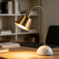 Lampe de lecture Edison moderne à intensité variable pour hôtels et salons, lampe de table en laiton avec base en marbre, abat-jour en métal, corps en fer, alimentation électrique