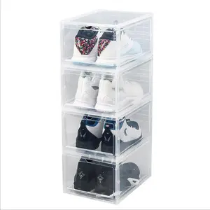 공장 스니커즈 아크릴 투명한 저장 상자 stackable 플라스틱 신발 상자 AJ 농구 신발 컬렉션 상자
