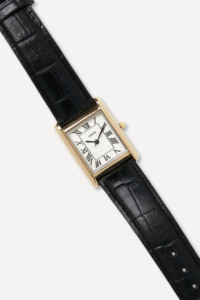 Montre classique carrée large GBHW, or noir, montre-bracelet à quartz avec boîtier en acier inoxydable, bracelet en cuir, style luxueux - Product Image 3