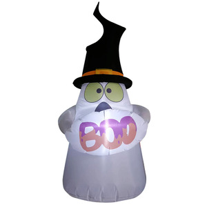 Fantasma blanco inflable impermeable de 5 pies que sostiene la señal de BOO, luz LED incorporada, decoración de patio de Halloween, Fiesta en casa embrujada - Product Image 1
