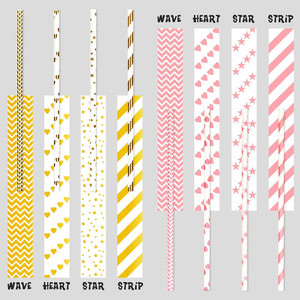 Pink Gold <b>Pattern</b> <b>Paper</b> Straws 200pcs Biodegradable Party Decoration Straight Pipe - Product Image 2