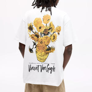 Camiseta unisex con estilo adornada con estampado de girasoles de <span class=keywords><strong>Vincent</strong></span> Van Gogh camisetas casuales de manga corta holgadas para amantes del arte - Product Image 1