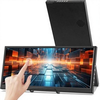 12.3" Touchscreen Secondary Monitor IPS LCD Stretched Bar Travel Display 1920x720 for USB-C Portable Laptop Use Black