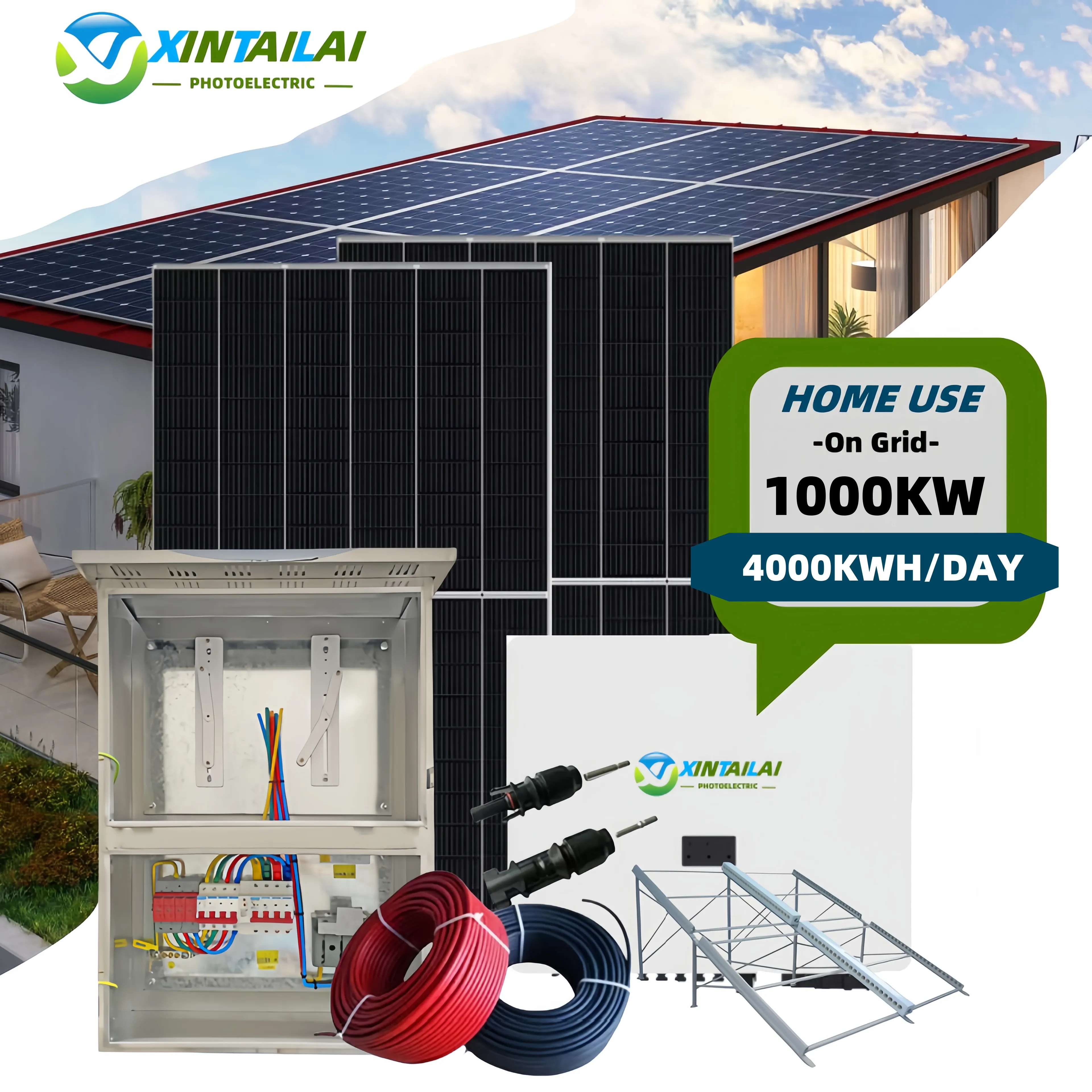 1000Kw Completely On Grid Solar Power System 400V 50/60hz Three phase home use