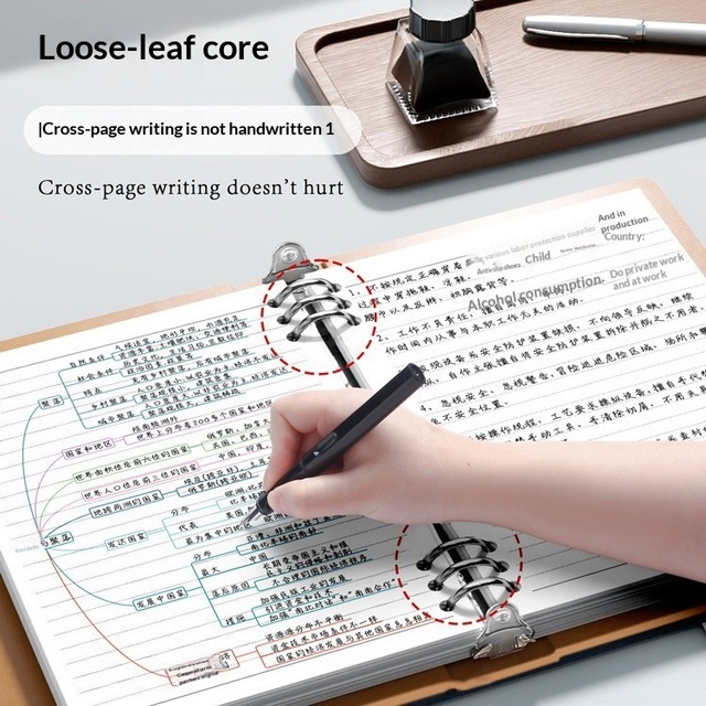 High-value A5 Loose-leaf Notebook Thickened PU Leather-bound Dowling Paper Chinese Style Business Notebook Meeting Work Memo