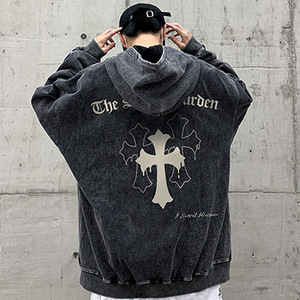 Tùy Chỉnh Hoodi Dệt Kim Cao Cấp In Kỹ Thuật Số Đồ Họa Cổ Điển Axit Rửa Yếu Tố Cần Thiết Của Nam Giới Hoodies Các Nhà Sản Xuất Cho Quần Áo - Product Image 3