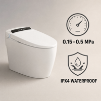 Toilette intelligente tout-en-un avec séchage à air chaud, siège chauffant, ouverture automatique du couvercle, buse autonettoyante et veilleuse