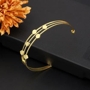 JXX Nuevo Diseño, Brazaletes Abiertos Huecos Chapados en Oro de 24K, Joyería de Moda Árabe al por Mayor para Mujer - Product Image 5