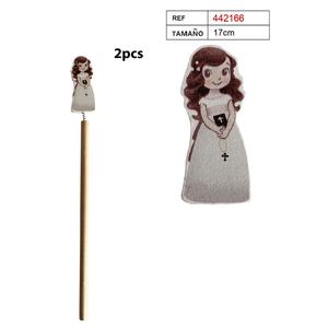 Lápiz Decorativo para Comunión de Niñas, 17 cm, Elegante, Artículos Religiosos para Eventos, 2 Piezas - Product Image 1