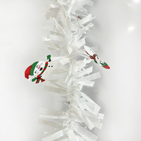 Guirlande de Noël 2m avec bonhomme de neige, guirlande colorée en tinsel et macarons, décoration pour sapin de Noël