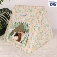 Nichoir d'été triangulaire sans fond à motif floral pour lapins et cochons d'Inde, abri en tissu pour lapins