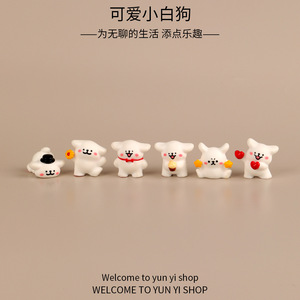 Muschio Micro-paesaggio creativo simpatico cane bianco accessori per decorazione da <span class=keywords><strong>giardino</strong></span> Mini auto ornamenti da scrivania in resina artigianale - Product Image 2