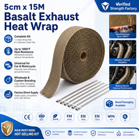 Enveloppe d'échappement en basalte personnalisée 5 cm * 15 m avec attaches en acier inoxydable pour tuyau de collecteur automobile