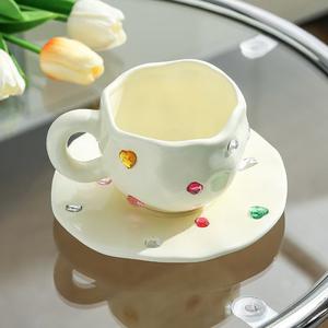 Juego de Tazas de Cerámica Mate con Pedrería Pintadas a Mano, Estilo Diseñador, Ecológicas, para Regreso a Clases 2025 - Product Image 6