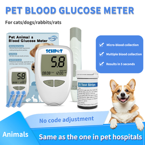 개를위한 휴대용 무통 혈당 측정기 키트 포도당 모니터링을위한 50 개의 테스트 스트립이있는 당뇨병 동물 - Product Image 2