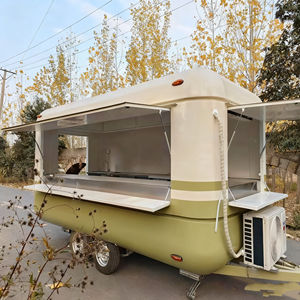 Towed Stainless Steel 4-Wheel Catering <b>Cart</b> Coffee Beverage Bar <b>Cart</b> Hotdog Street Vending Mobile Food Service <b>Cart</b> for <b>Camping</b> - Product Image 2
