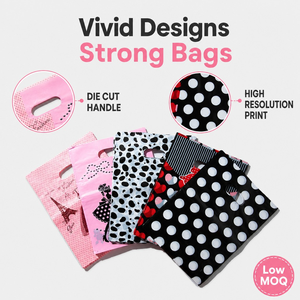 Tear Resistant Cut Out Handle <b>Bags</b> HDPE Film Private Label Low MOQ Durable Market Stall Sturdy Office Supply - Product Image 2