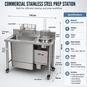 Table de préparation anti-rouille à roulettes avec bac de lavage, équipement de panure pour poulet frit, pour la vente en gros aux restaurants mondiaux - Product Image 5