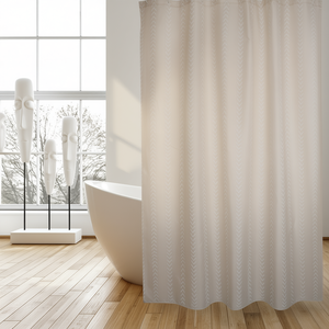 Rideau de douche en tissu polyester berbère 180x200 cm beige - Product Image 2
