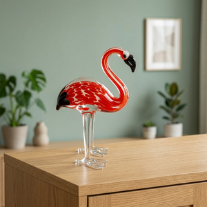 Figura de Flamenco de Cristal Hecha a Mano, Adorno de Cristal Rojo para Mesa de Boda, Bautizo, Decoración Moderna para el Hogar - Product Image 5