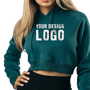 Sweat à capuche personnalisé avec impression en relief pour femmes, sweat à capuche décontracté pour l'extérieur, entraînement physique, sweat à capuche court pour femmes - Product Image 3