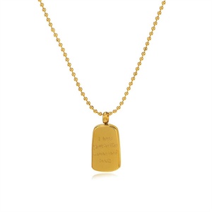 Fashion Jewelry Women's <b>Necklace</b> Custom Stainless Steel Zircon Pendant Blank Engraved Geometric Square Letter Casual/Sporty - Product Image 3