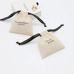 Custom Design Logo and Size Muslin Cotton Drawstring <b>Bag</b> Reusable Muslin Wedding Gift Candy <b>Bag</b> Jewelry <b>Dust</b> Pouch - Product Image 2