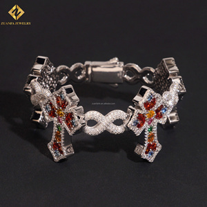 Custom Made Rapper Multi Color Moissanite Cuban <b>Bracelet</b> Sterling Silver 925 Luxury Hip Hop Cuban <b>Infinity</b> <b>Bracelet</b> Men Jewelry - Product Image 2