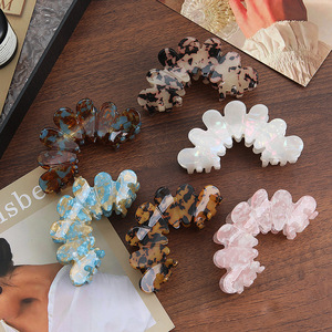 Luxus 10cm große Acetat Blütenblatt Haar Klaue Clip für Frauen niedlichen Säure Marmor Hai Halbkreis Design Sommer Wellen Haarschmuck - Product Image 3