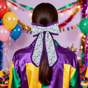 Élastique à cheveux long avec ruban et volant rouge pour les fans et joueurs de sport, accessoire de cheerleading pour le jour du match - Product Image 2