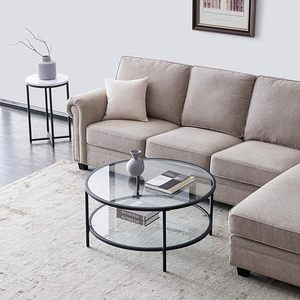 Modern Design Metal Coffee <b>Table</b> <b>Clear</b> Tempered Glass Top Multifunctional Powder Coated Frame Versatile Accent/Tea Center <b>Table</b> - Product Image 5