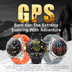 MK100 GPS Smart <strong>Watch</strong> <strong>With</strong> Flashlight 1.7Inch 10M Waterproof <strong>Compass</strong> Outdoor Air Pressure Men Health Smartwatch 2026 - Product Image 2