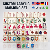 Jeu de tuiles de mahjong américaines en acrylique personnalisées, 160 pièces, prêt à offrir, logo personnalisé, vente en gros, finition polie de haute qualité