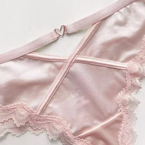 Women's for Pink Summer Lightweight Sexy Silky <strong>Panties</strong> Playful <strong>Anime</strong> Cat Print with Lace Tie-Up Pure Desire Underwear Logo Waist - Product Image 3