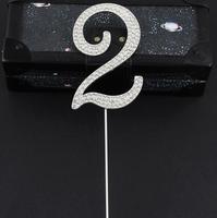 Geburtstag Zahlen Cake Topper Sparkly Bling Legierung Kristall Strass Kuchen Dekoration für Hochzeitstag Party Silber