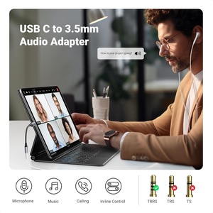 Bộ chuyển đổi âm thanh <span class=keywords><strong>USB</strong></span> C sang 3.5mm, Type C sang giắc tai nghe Aux, bộ chuyển đổi kỹ thuật số DAC 16bit 48kHz HiFi, dây cáp cho iPhone 17 màu xám - Product Image 4