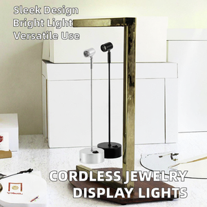 Exhibición de joyerí<span class=keywords><strong>a</strong></span> de puesto de mesa con escaparate sin cables que funciona con <span class=keywords><strong>pilas</strong></span>, focos, <span class=keywords><strong>luces</strong></span> de gabinete pequeñas, exhibición de exhibición - Product Image 3