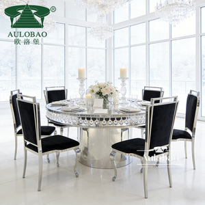 Luxurious Silver Stainless Steel Glass Top Round Wedding <b>Dining</b> <b>Table</b> - Product Image 6