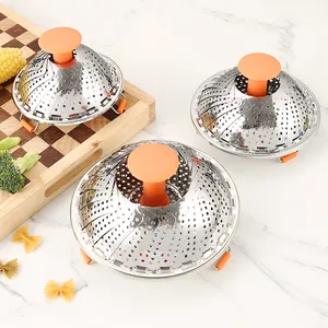 3 Pcs Stainless Steel Retractable Steamer Set Multi-functional Folding Steamer Cooking Tools Kitchen Supplies