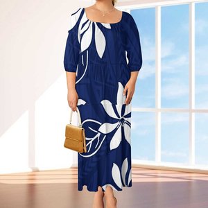 Abito Lungo Elegante da Donna Taglia Grande 8XL con Maniche a Sbuffo Stile Polinesiano Hawaii per Feste - Product Image 5