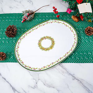 Service de vaisselle Trio personnalisé avec logo, motif végétal circulaire doré en mélamine, mignon, réutilisable, facile à nettoyer, idéal pour les fêtes - Product Image 2