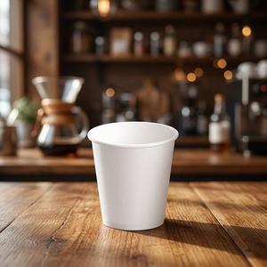 Vaso de papel desechable blanco de pared simple de 8 oz para servir bebidas de café - Product Image 2