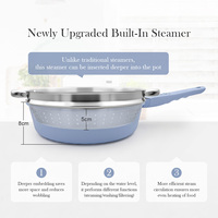 Set Panci Aluminium Anti Lengket Sanlang 28cm 4 Buah, Termasuk Wajan Goreng, Wajan Tumis, Tutup Kaca, Spatula Silikon, Gagang Lepas, Aman untuk Oven