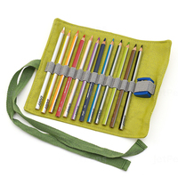 Ventes populaires logo personnalisé portable vintage toile roll up sac à crayons porte-papeterie crayon rouleau étui pour bureau d'école