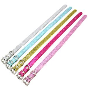 Collare per cani di lusso moderno per piccoli animali domestici gatti alla moda brillante pelle scamosciata in velluto Bling-bling con fibbia in strass di diamanti - Product Image 2