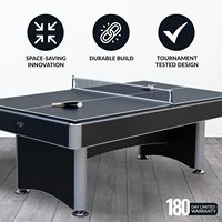 Hathaway Maverick 7 Ayaklı Bilardo Masası Masa Tenisi Üstü Kombinasyonu-Aileler İçin Yer Tasarrufu Sağlayan Tasarım-Mat Siyah Kaplama MDF PVC Laminat
