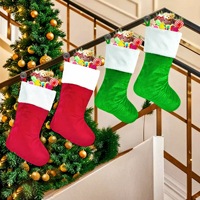 Chaussettes de Noël en velours de luxe, grandes, rouges et vertes, décorations suspendues pour cheminée, poignets en peluche, sacs cadeaux de Noël pour les fêtes