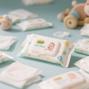 JZZP Toallitas Húmedas Biodegradables Personalizadas para Bebés, Toallitas Húmedas Naturales No Irritantes con Aloe <span class=keywords><strong>Vera</strong></span> y Vitaminas - Product Image 1